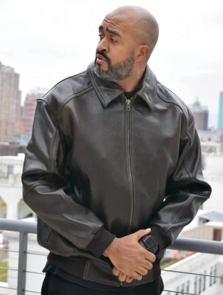 G-Gator Black Leather Bomber Jacket Style 2066 Suit Essence