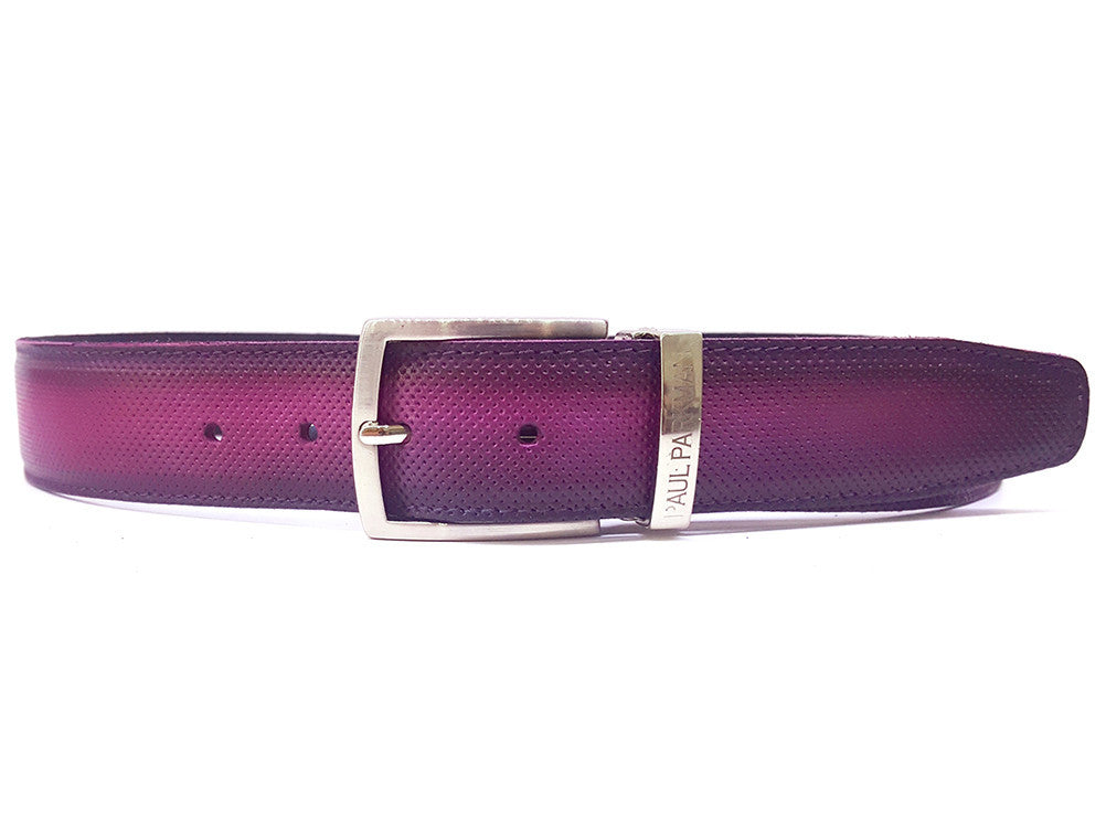 PAUL PARKMAN Men's Perforated Leather Belt Purple (ID#B08-PURP) PAUL PARKMAN