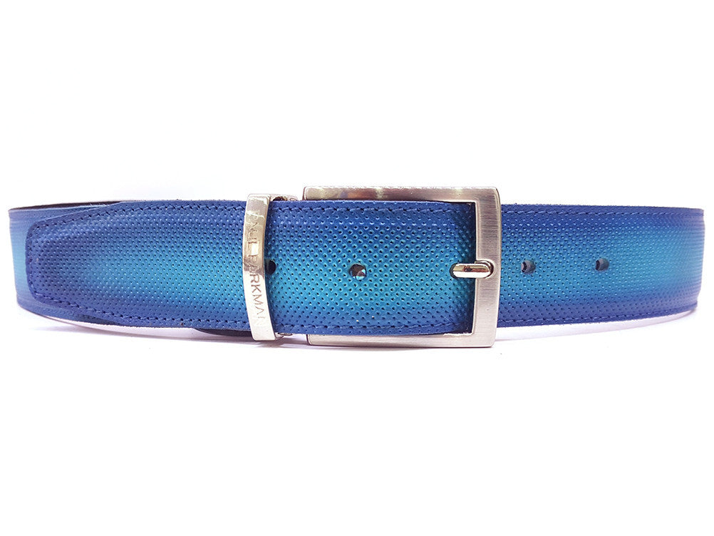 PAUL PARKMAN Men's Perforated Leather Belt Turquoise (ID#B08-TRQ) PAUL PARKMAN