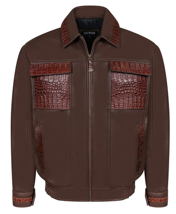 Jakewood Brown Genuine Alligator/Lambskin Jacket