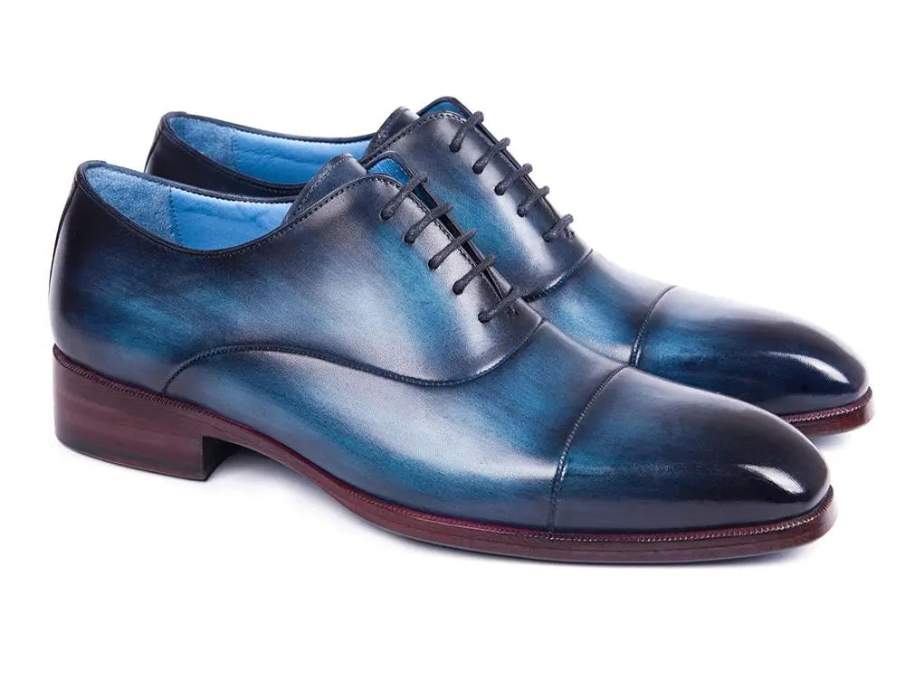Paul Parkman Men's Blue/Turquoise Cap Toe Oxfords (ID#1744-BTQ) PAUL PARKMAN