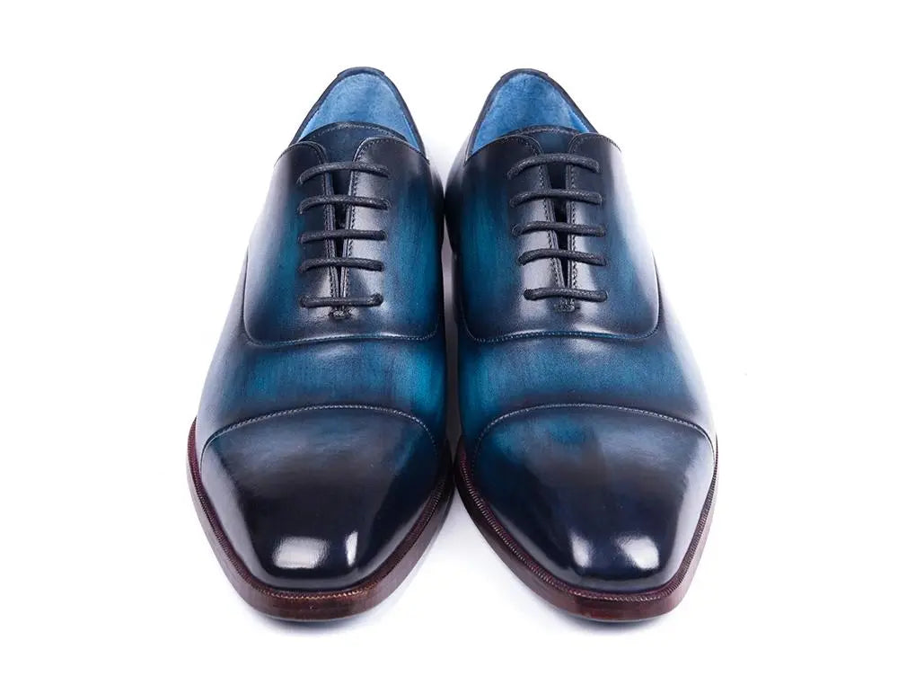 Paul Parkman Men's Blue/Turquoise Cap Toe Oxfords (ID#1744-BTQ) PAUL PARKMAN