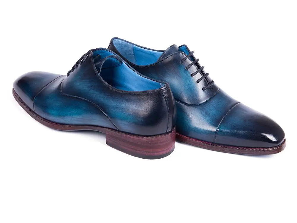 Paul Parkman Men's Blue/Turquoise Cap Toe Oxfords (ID#1744-BTQ) PAUL PARKMAN