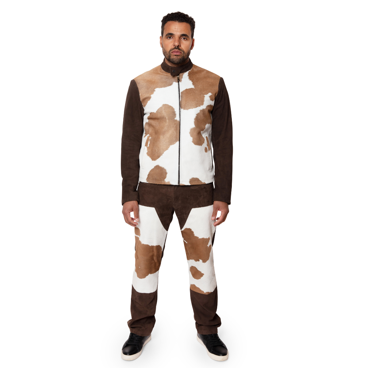 Jakewood 2065/124 Brown/White Genuine Pony Hair/Suede Jacket/Pants Set