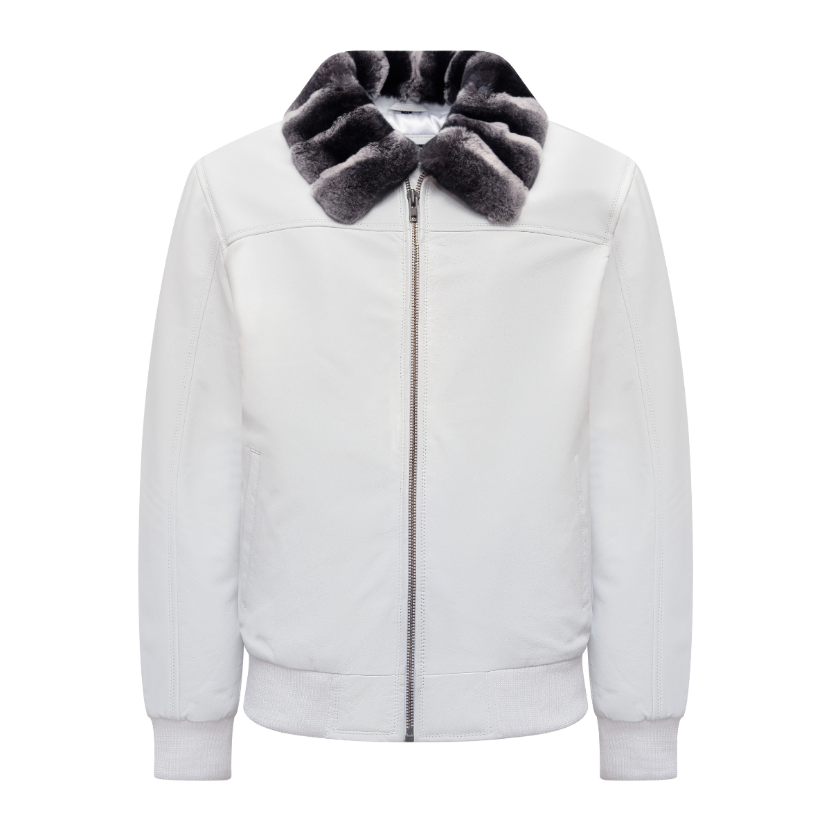 Jakewood 2066R White Genuine Lambskin Leather/Rex Rabbit Jacket