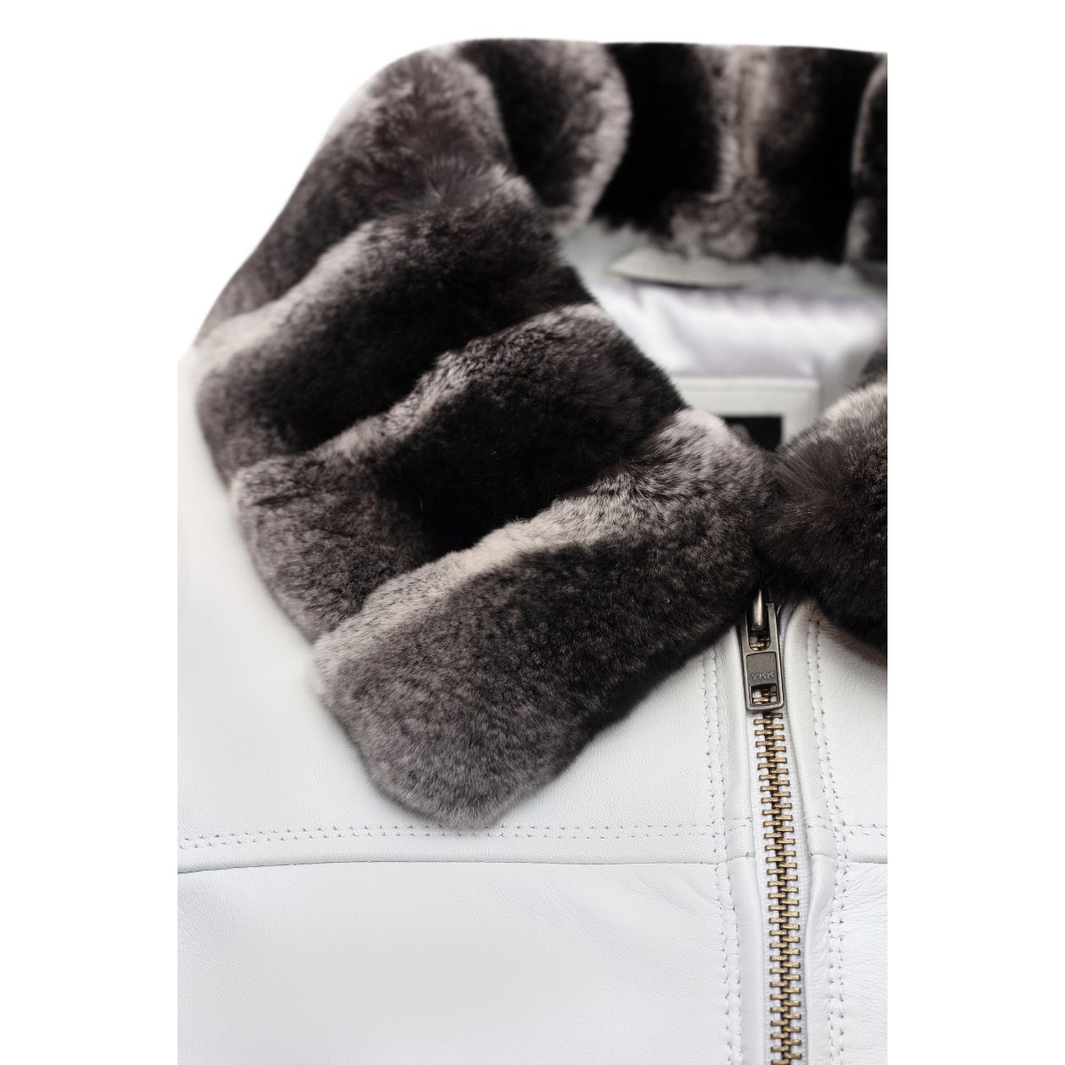 Jakewood 2066R White Genuine Lambskin Leather/Rex Rabbit Jacket