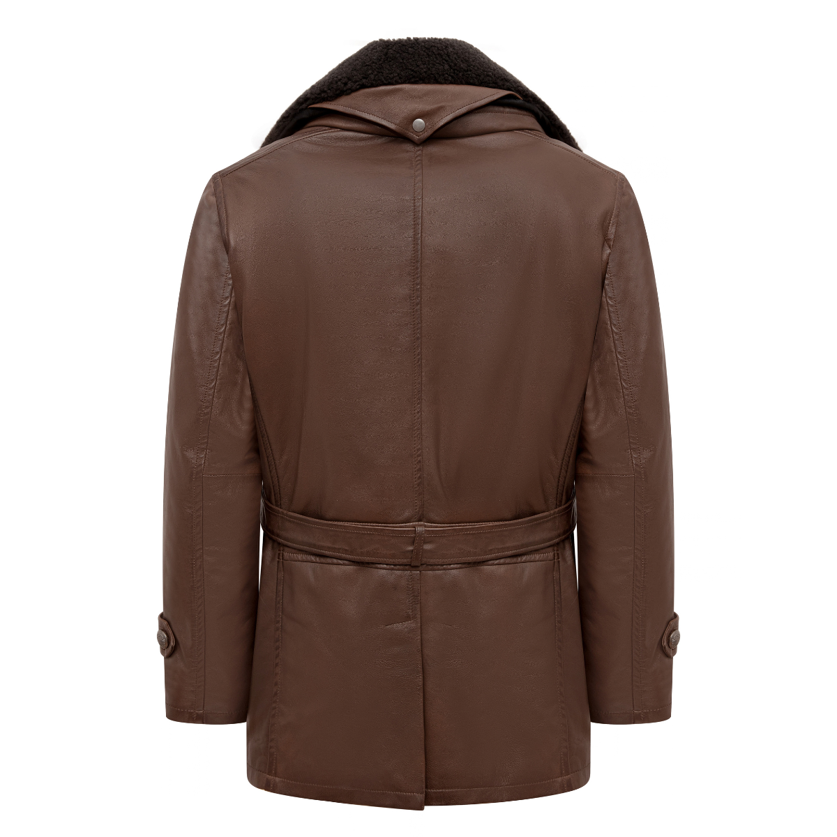 Jakewood 2099 Brown Genuine Lambskin Double Breasted French Antique Peacoat