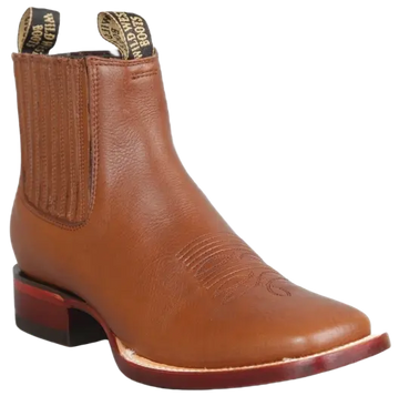 Wild West 282BM2107 Women's Brown Genuine Leather Ranch Toe Short Boots