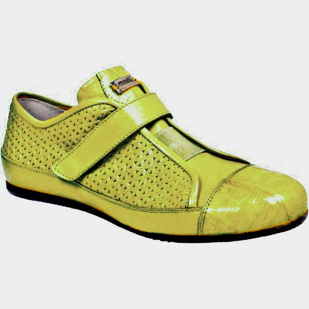 Mauri Ladies Sunny Side 8794 Neon Yellow Genuine Baby Crocodile/Perforated Nappa Leather Sneakers