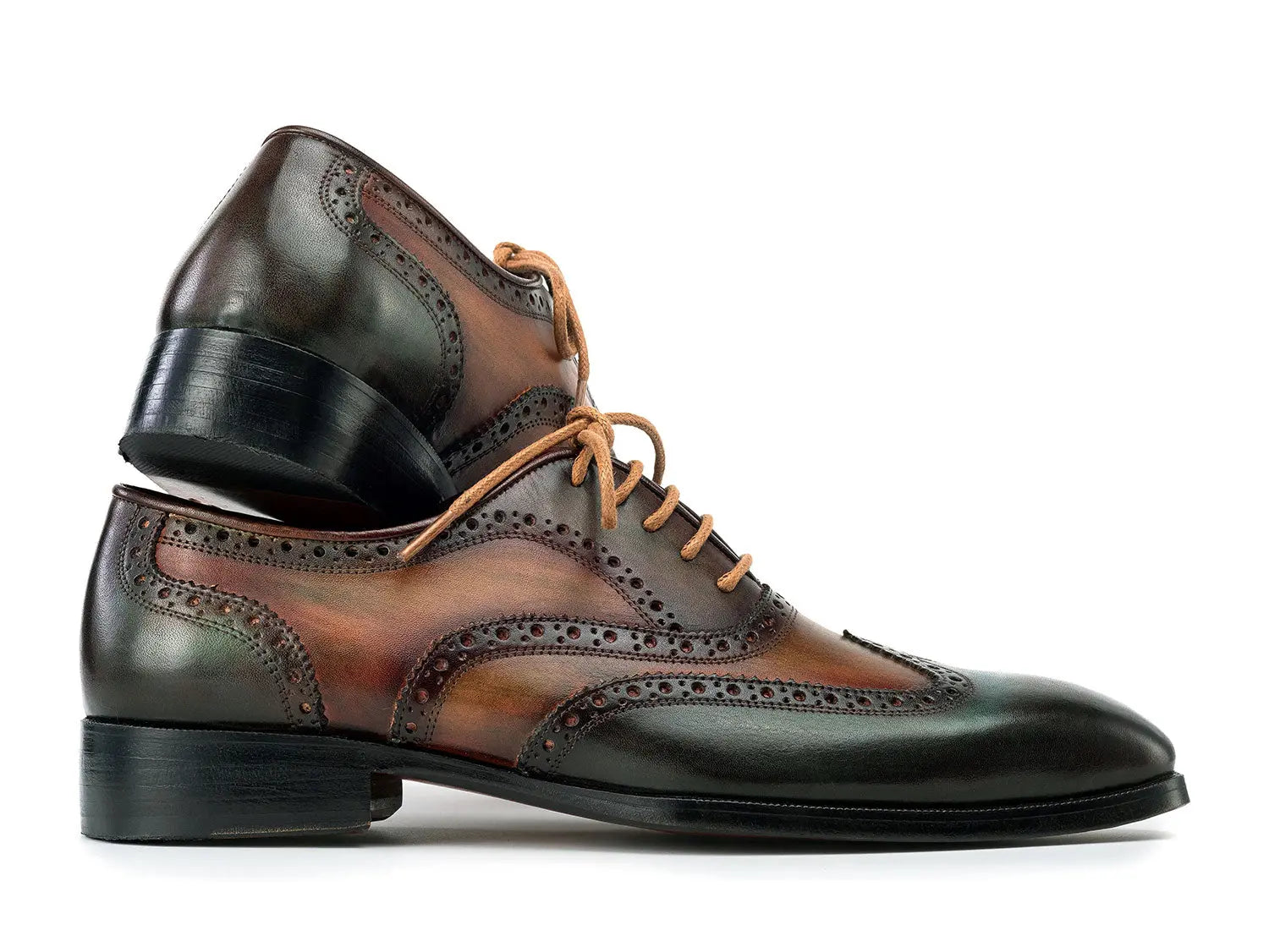 Paul Parkman Men's Green Handpainted Calfskin Wingtip Oxfords (ID#228-GRN) PAUL PARKMAN