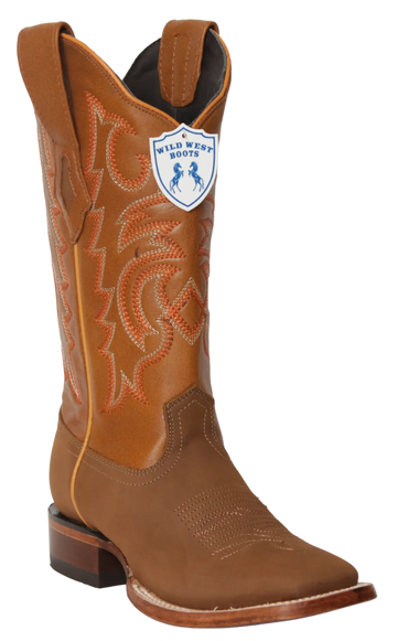 Wild West 23226350 Women's Shedron Genuine Leather Wide Square Toe Cowgirl Boots