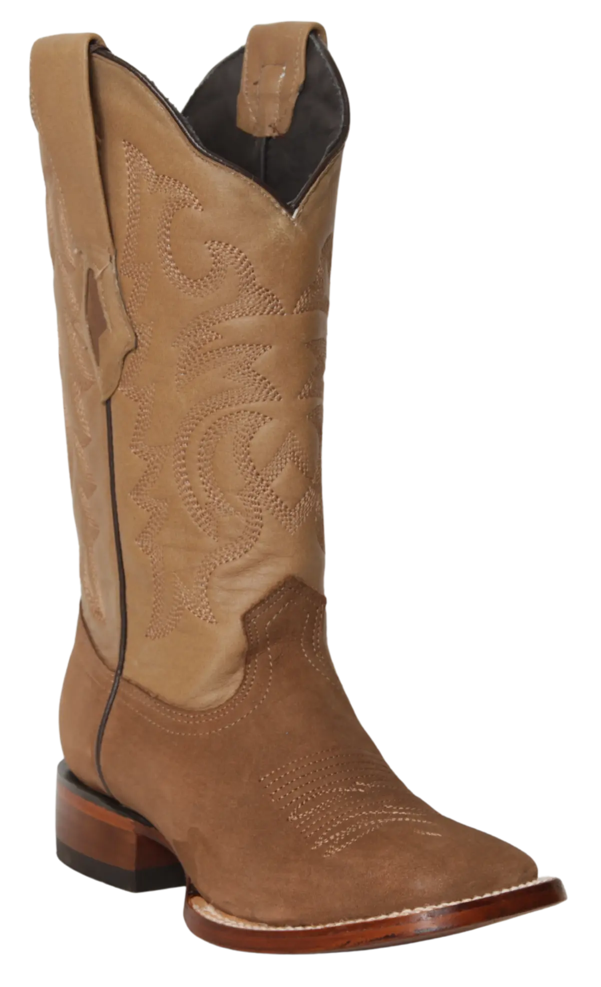 Wild West 23226361 Women's Taupe Genuine Leather Wide Square Toe Cowgirl Boots