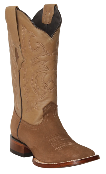 Wild West 23226361 Women's Taupe Genuine Leather Wide Square Toe Cowgirl Boots
