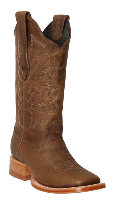Wild West 23229951 Women's Honey Genuine Leather Wide Square Toe Cowgirl Boots