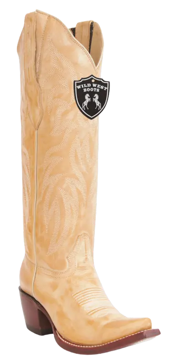 Wild West 23813651 Women's Honey Genuine Leather Tall Shaft Snip Toe Boots