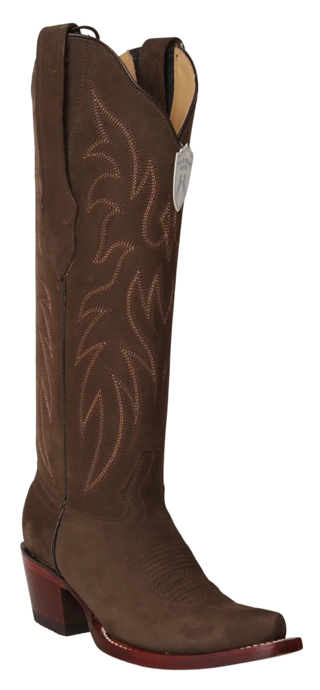 Wild West 23816359 Women's Tobacco Genuine Leather Tall Shaft Snip Toe Boots