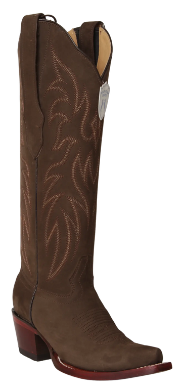 Wild West 23816359 Women's Tobacco Genuine Leather Tall Shaft Snip Toe Boots
