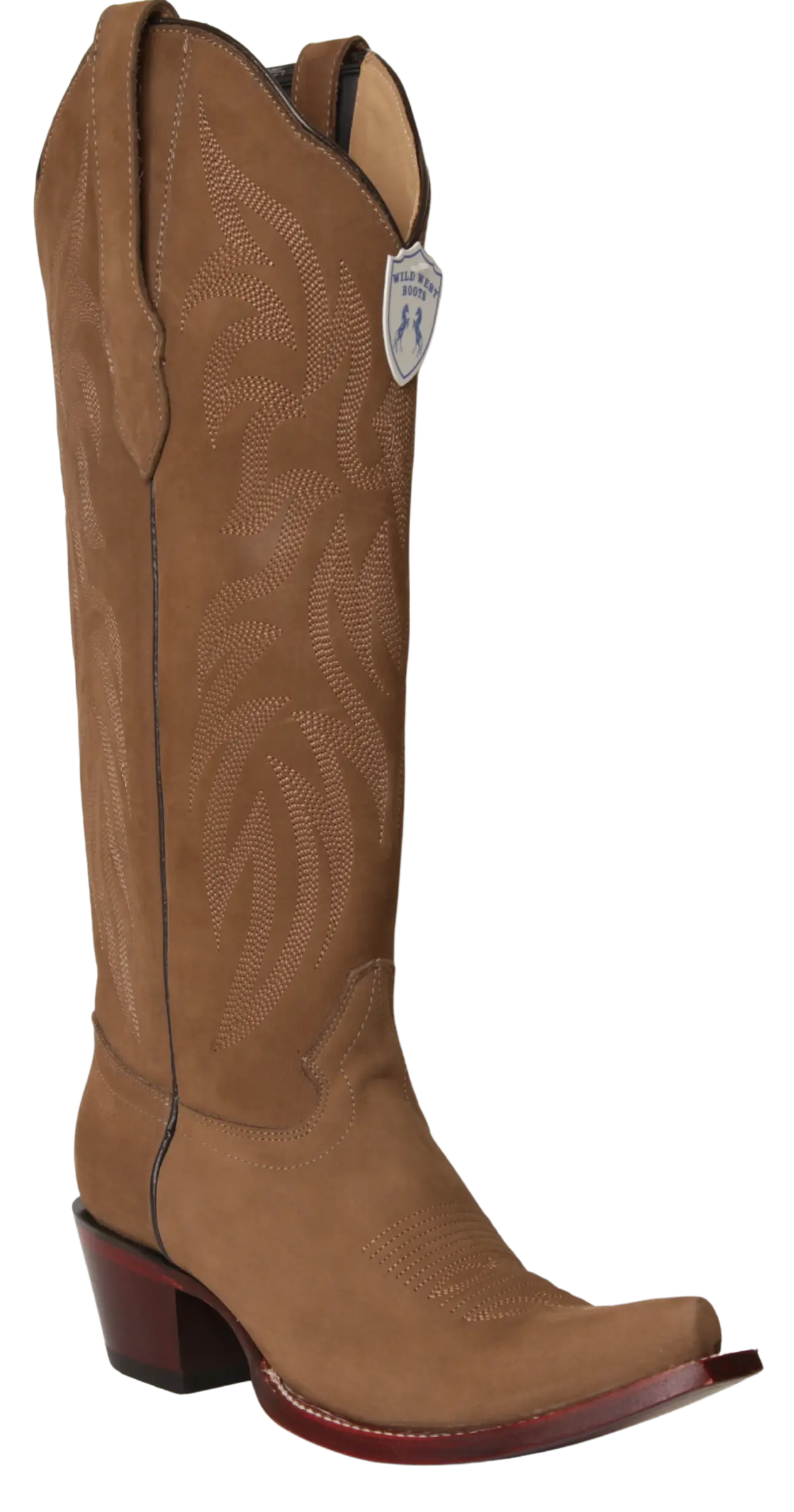 Wild West 23816361 Women's Taupe Genuine Leather Tall Shaft Snip Toe Boots