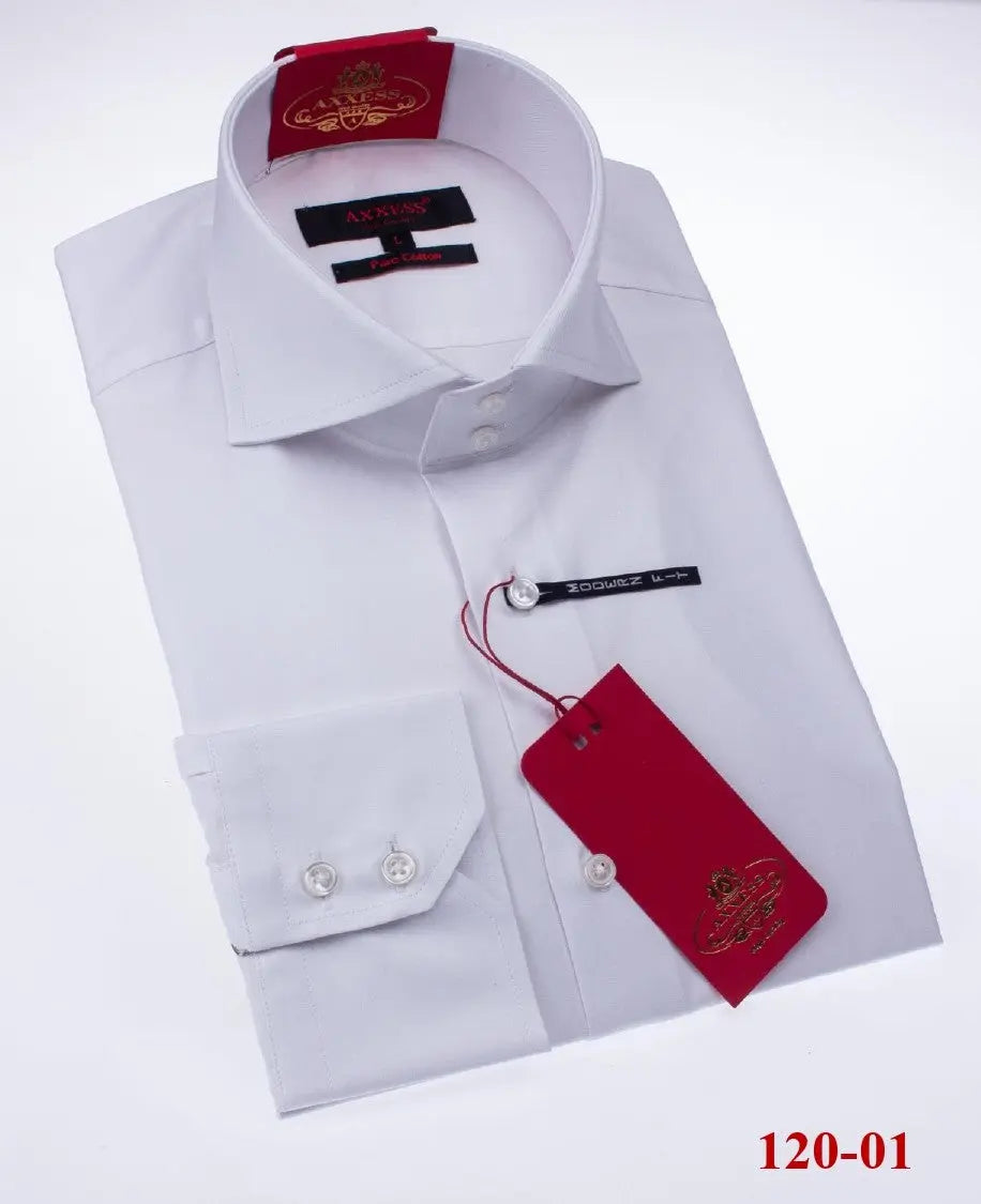 Axxess 120-01 White Cotton Casual Dress Shirt