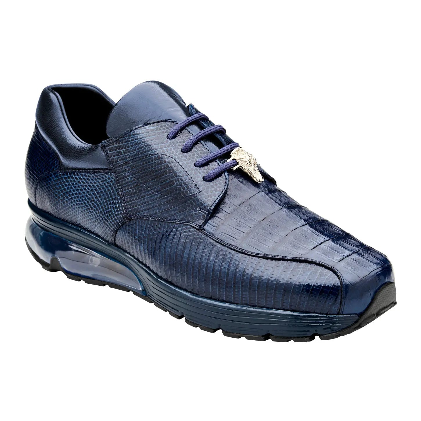 Belvedere Lazaro Y40B Navy Genuine Caiman Crocodile/Lizards Sneakers