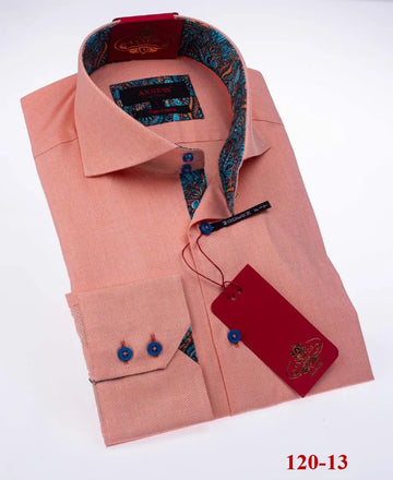Axxess 120-13 Peach Cotton Casual Dress Shirt