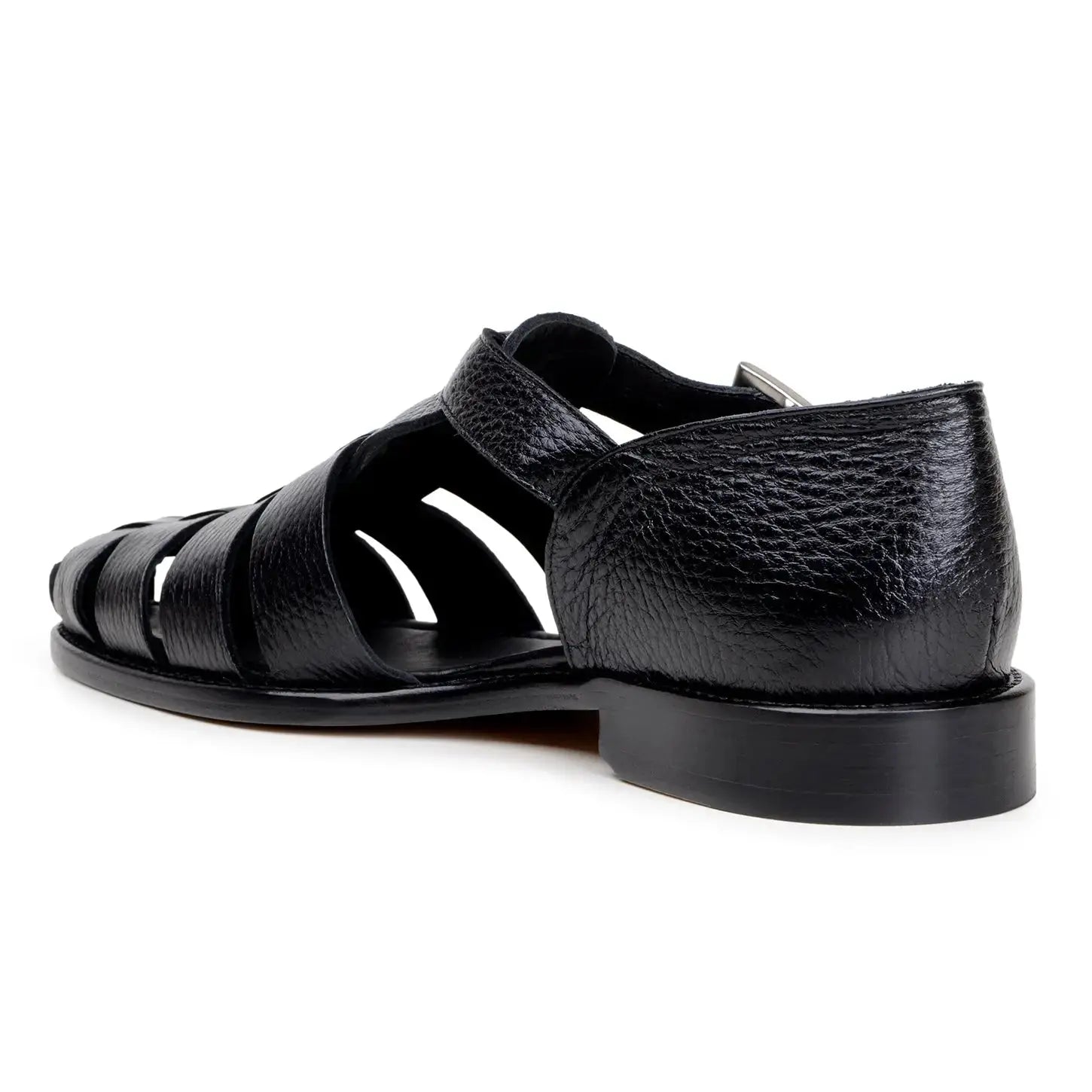 Belvedere Elio Black Genuine Leather Italian Deerskin Sandals