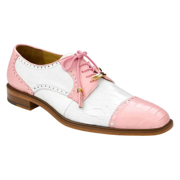 Belvedere Batta 14006 Pink/White Genuine Ostrich Oxfords