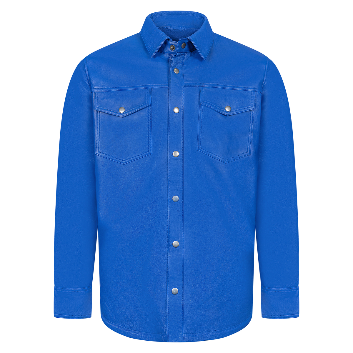 Jakewood 2502 Royal Blue Genuine Lambskin Leather Shirt