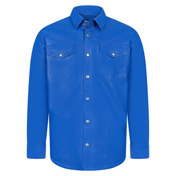 Jakewood 2502 Royal Blue Genuine Lambskin Leather Shirt