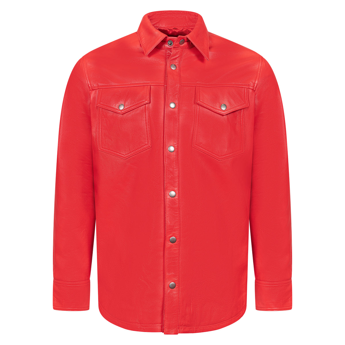 Jakewood 2502 Red Genuine Lambskin Leather Shirt