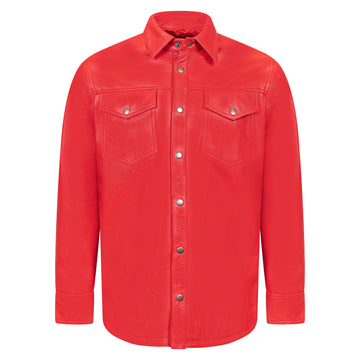 Jakewood 2502 Red Genuine Lambskin Leather Shirt