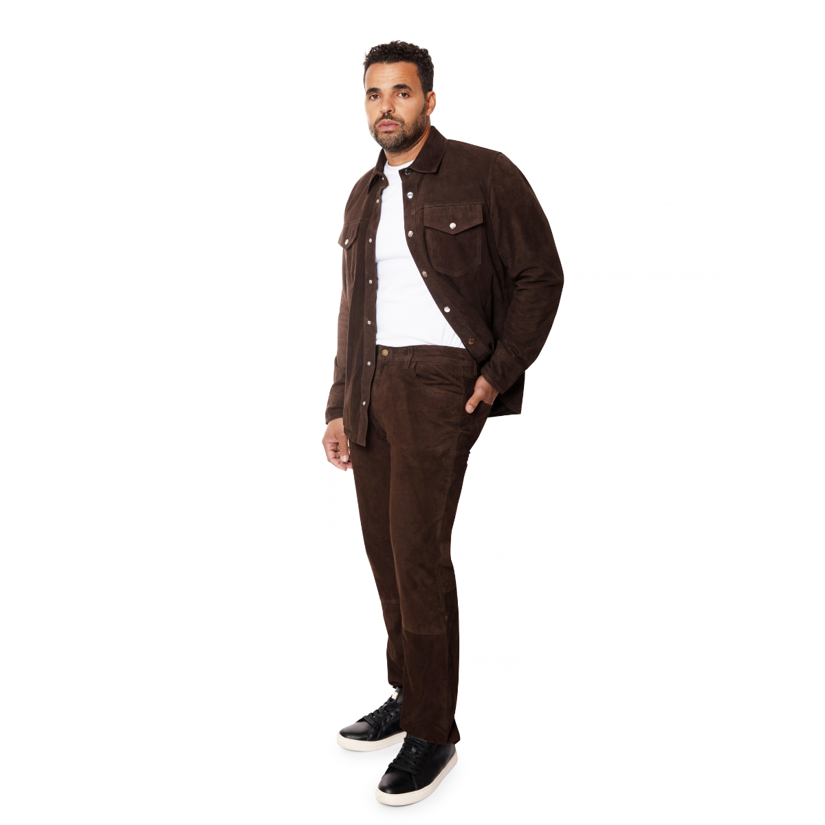 Jakewood 2512 Brown Genuine Suede Leather Shirt