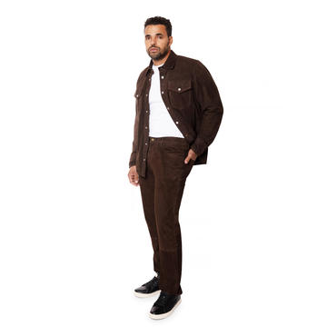 Jakewood 2512 Brown Genuine Suede Leather Shirt