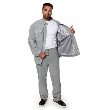 Jakewood 2512 Gray Genuine Suede Leather Shirt