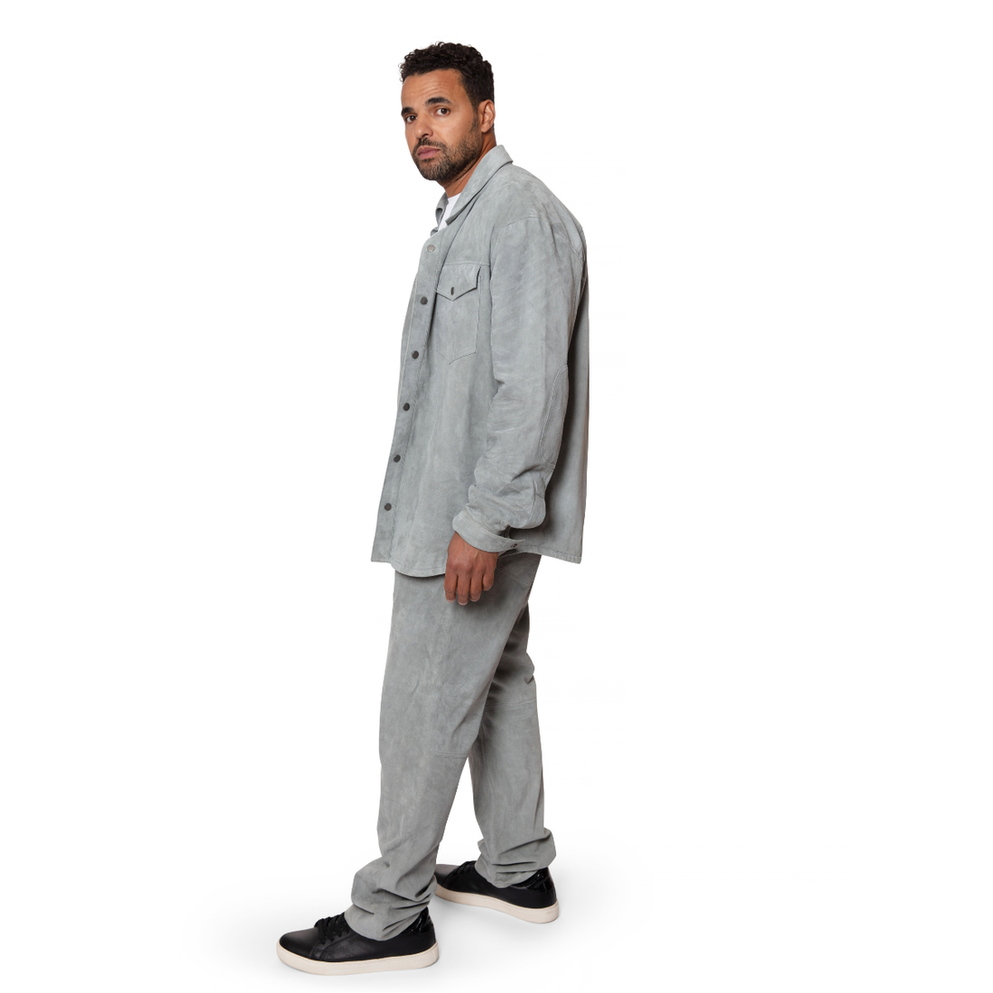 Jakewood 122 Gray Genuine Suede Leather Pants