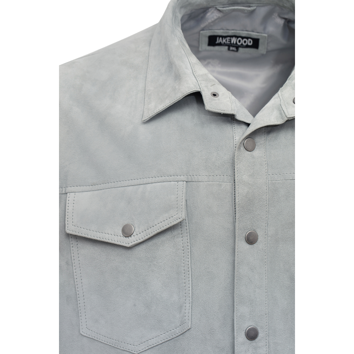 Jakewood 2512 Gray Genuine Suede Leather Shirt
