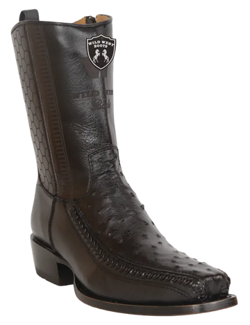 Wild West 257BFH0305 Women's Black Genuine Caiman Ostrich/Deer Low Shaft 7X Toe Boots
