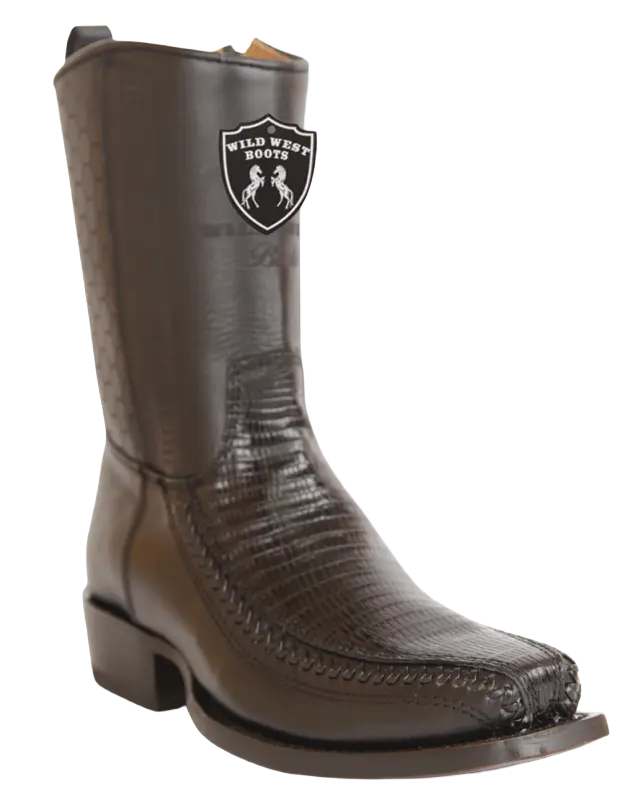 Wild West 257BFH0705 Women's Black Genuine Teju Lizard/Deer Low Shaft 7X Toe Boots