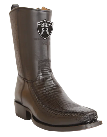 Wild West 257BFH0705 Women's Black Genuine Teju Lizard/Deer Low Shaft 7X Toe Boots