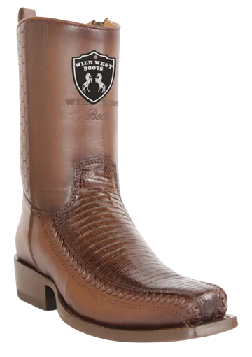 Wild West 257BFH0716 Women's Faded Brown Genuine Teju Lizard/Deer Low Shaft 7X Toe Boots