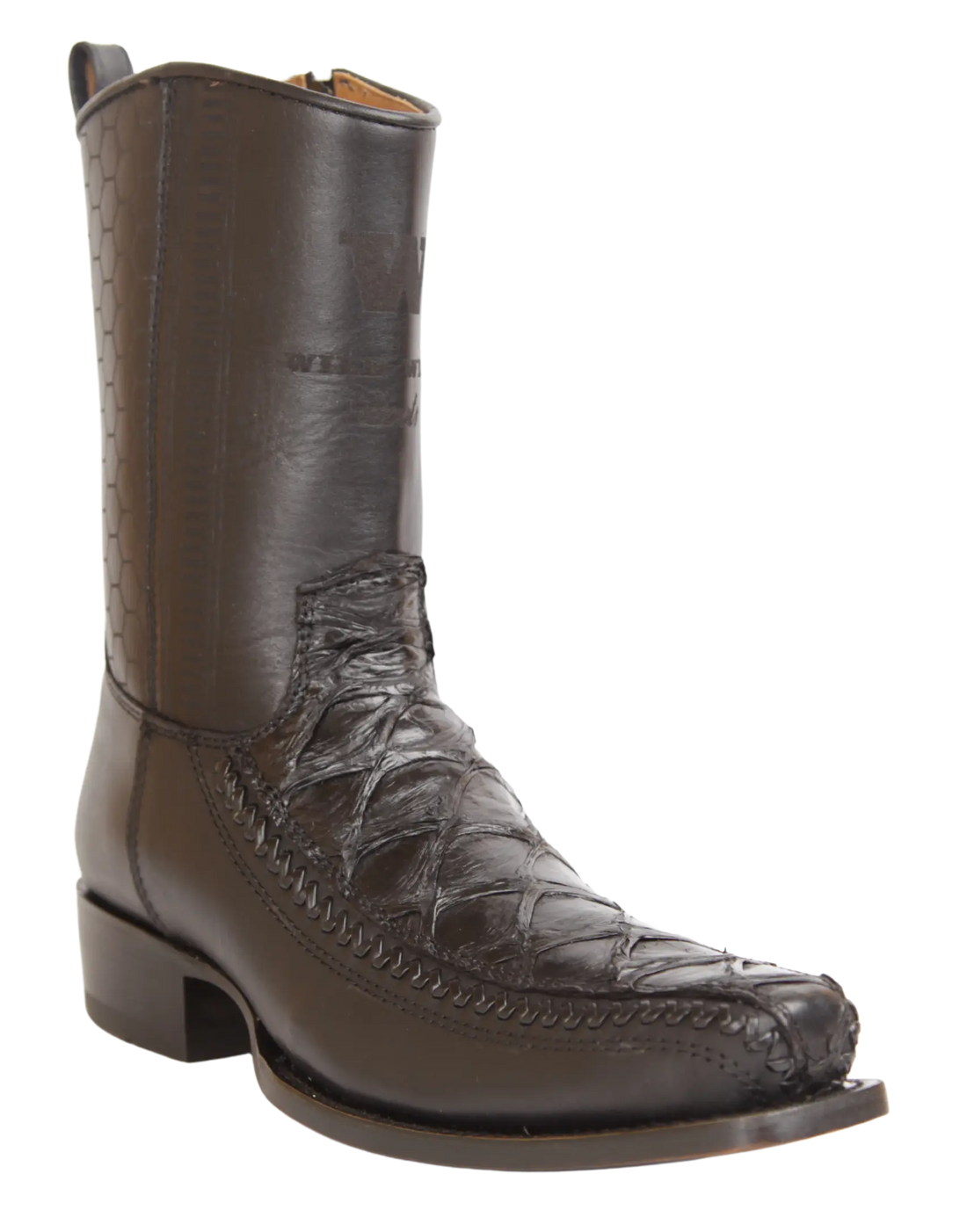 Wild West 257BFH1005 Women's Glossy Black Genuine Pirarucu/Deer Low Shaft 7X Toe Boots