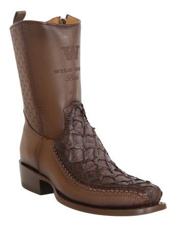 Wild West 257BFH1059 Women's Faded Tobacco Genuine Pirarucu/Deer Low Shaft 7X Toe Boots