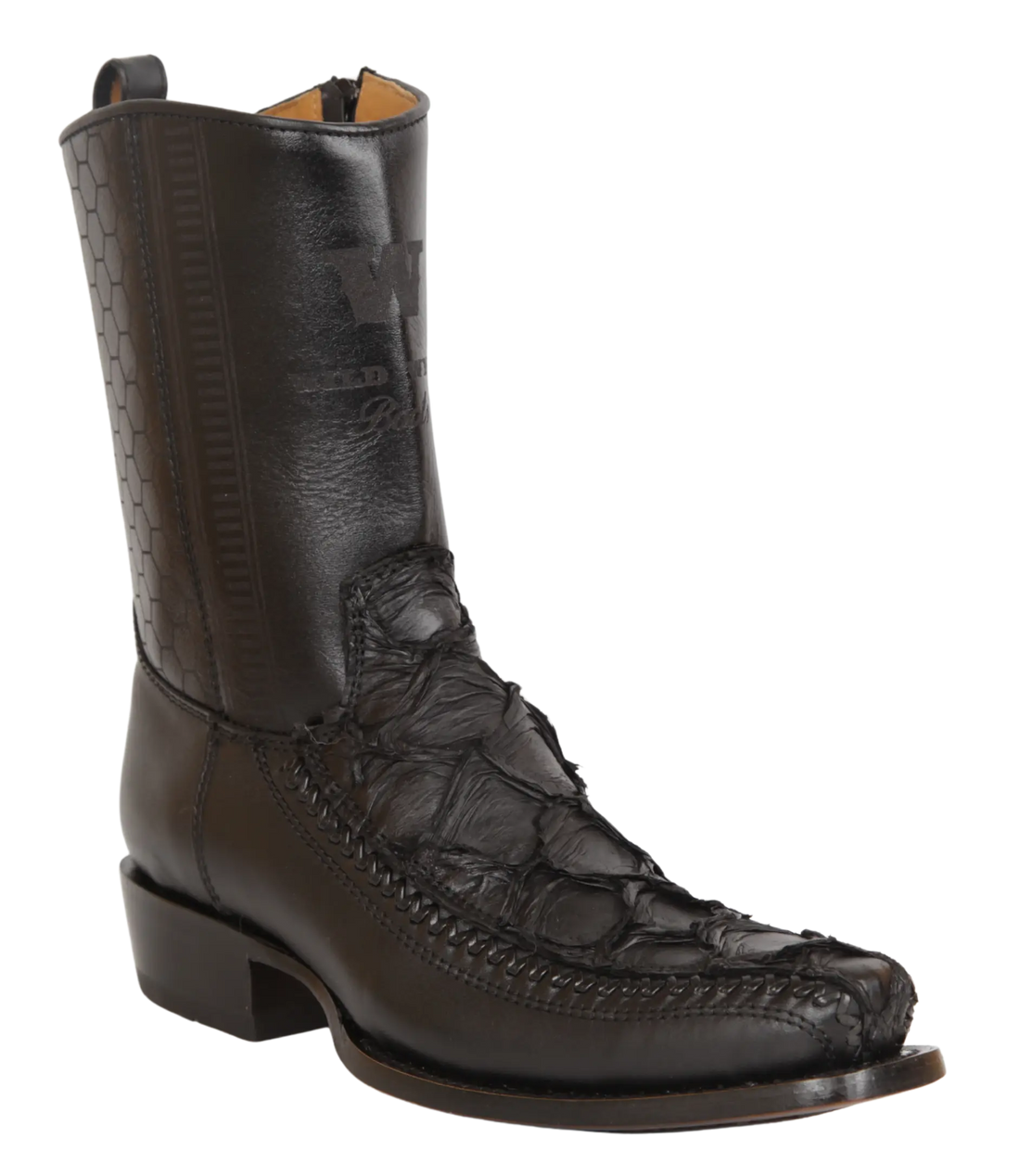 Wild West 257BFH1069 Women's Matte Black Genuine Pirarucu/Deer Low Shaft 7X Toe Boots
