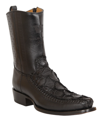 Wild West 257BFH1069 Women's Matte Black Genuine Pirarucu/Deer Low Shaft 7X Toe Boots