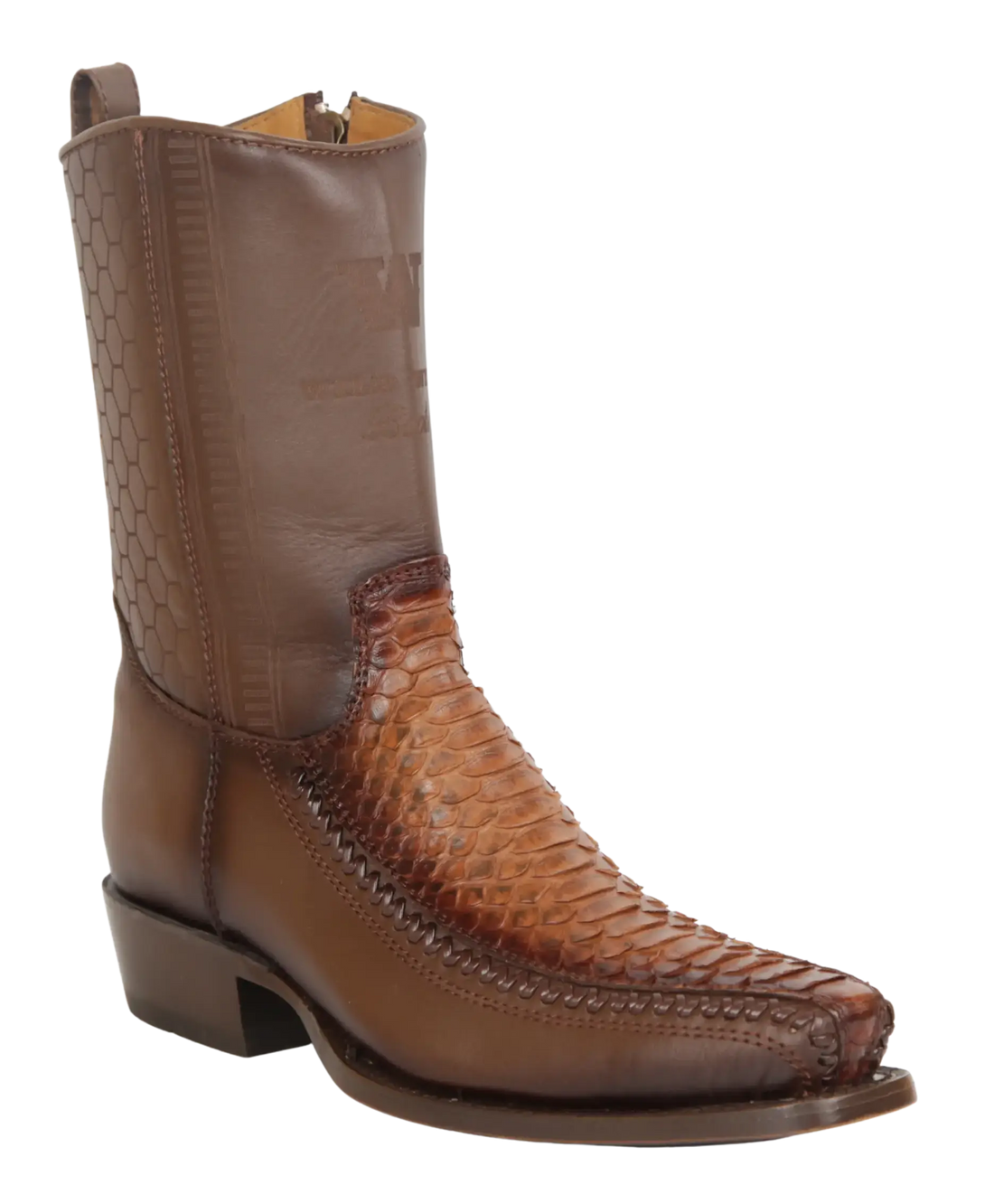 Wild West 257BFH5766 Women's Porto Faded Brown Genuine Python/Deer Low Shaft 7X Toe Boots