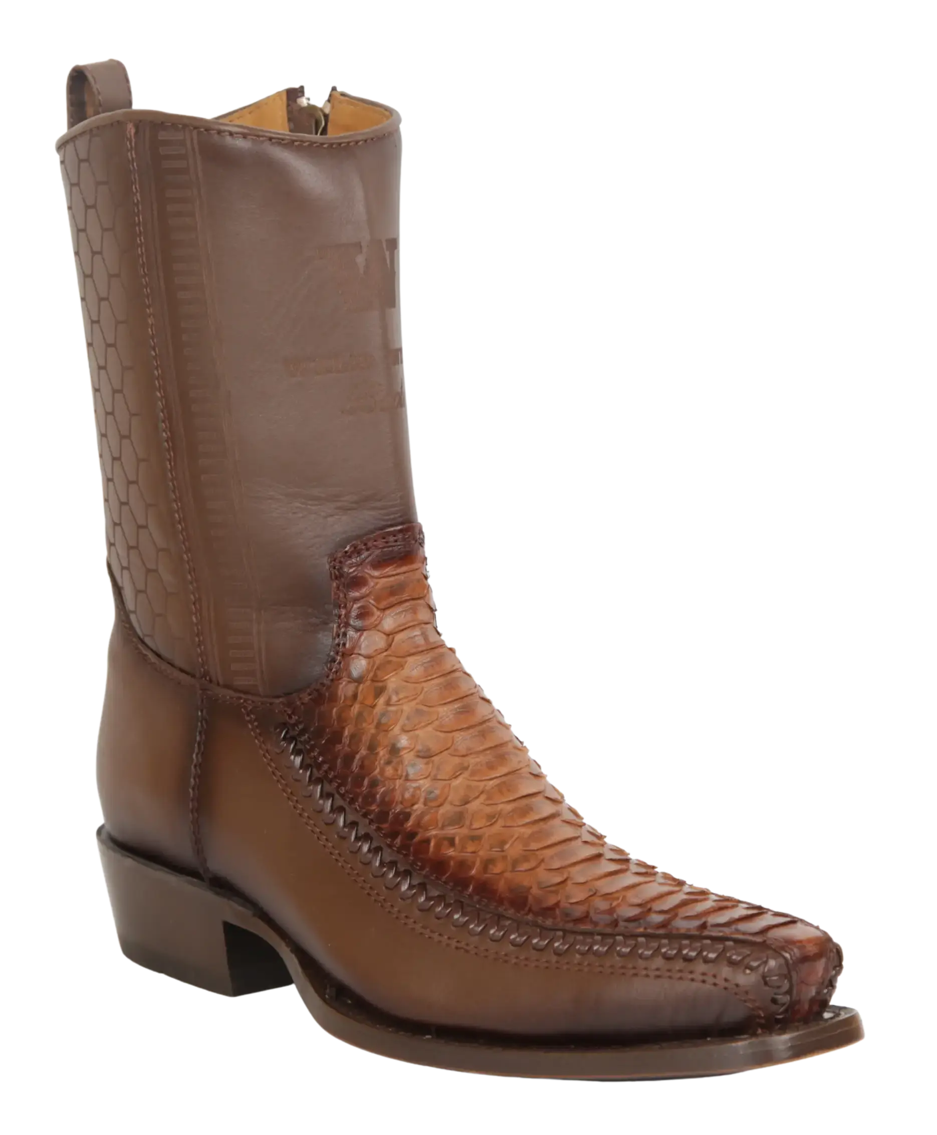 Wild West 257BFH5766 Women's Porto Faded Brown Genuine Python/Deer Low Shaft 7X Toe Boots