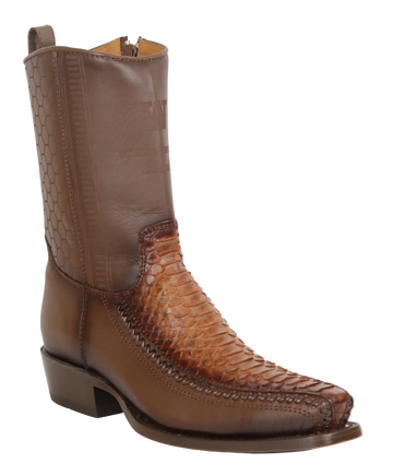 Wild West 257BFH5766 Women's Porto Faded Brown Genuine Python/Deer Low Shaft 7X Toe Boots