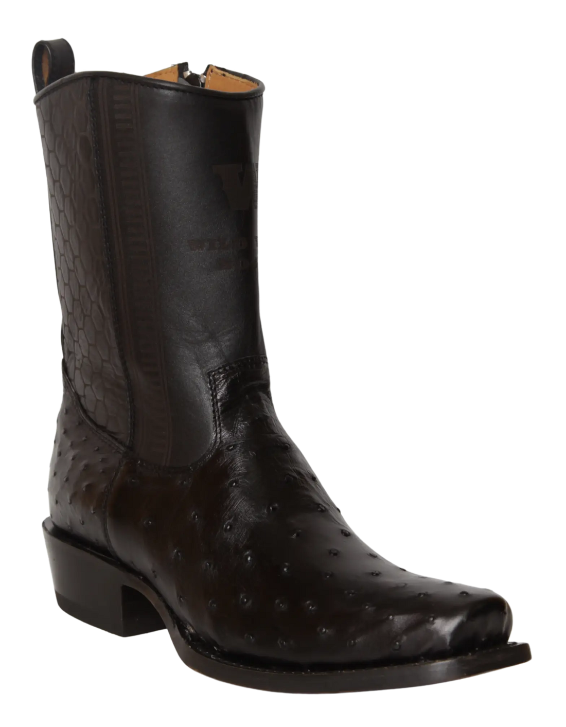 Wild West 257BH0305 Women's Black Genuine Ostrich Low Shaft 7X Toe Boots