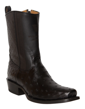 Wild West 257BH0305 Women's Black Genuine Ostrich Low Shaft 7X Toe Boots