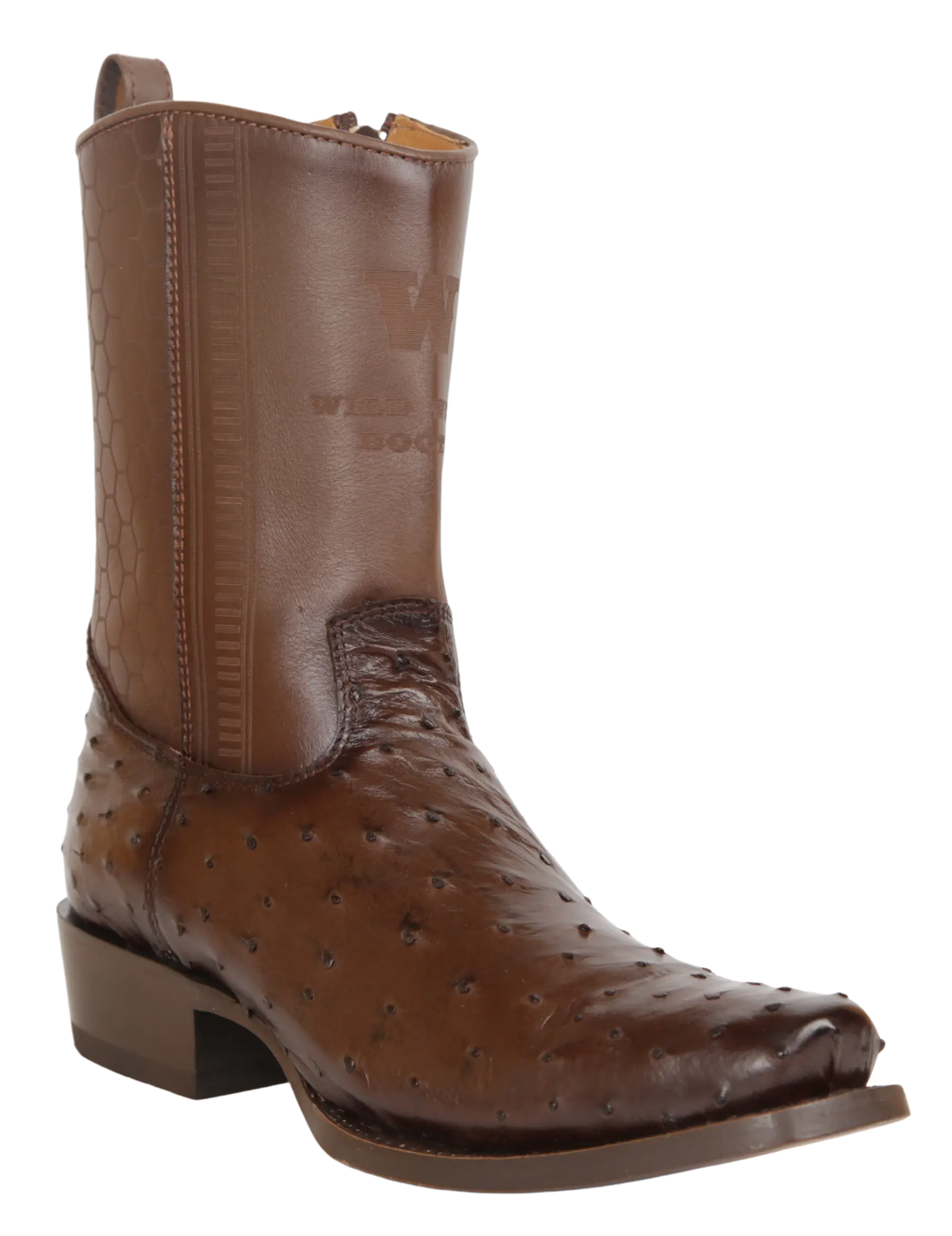 Wild West 257BH0316 Women's Faded Brown Genuine Ostrich Low Shaft 7X Toe Boots